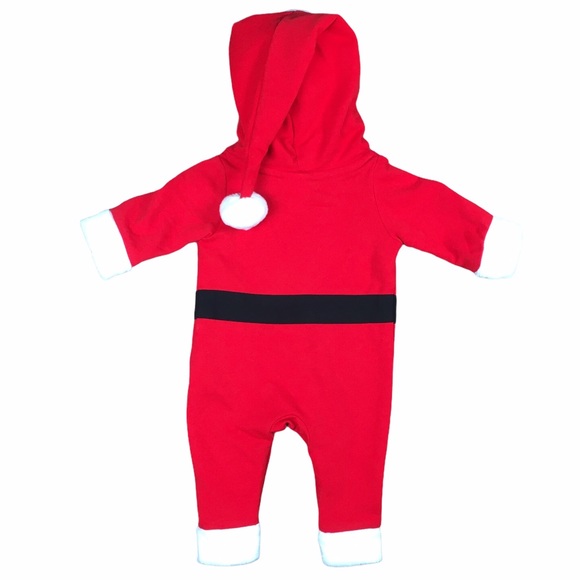 Baby Boy Santa Hooded Romper Outfit NB. - Picture 7 of 8